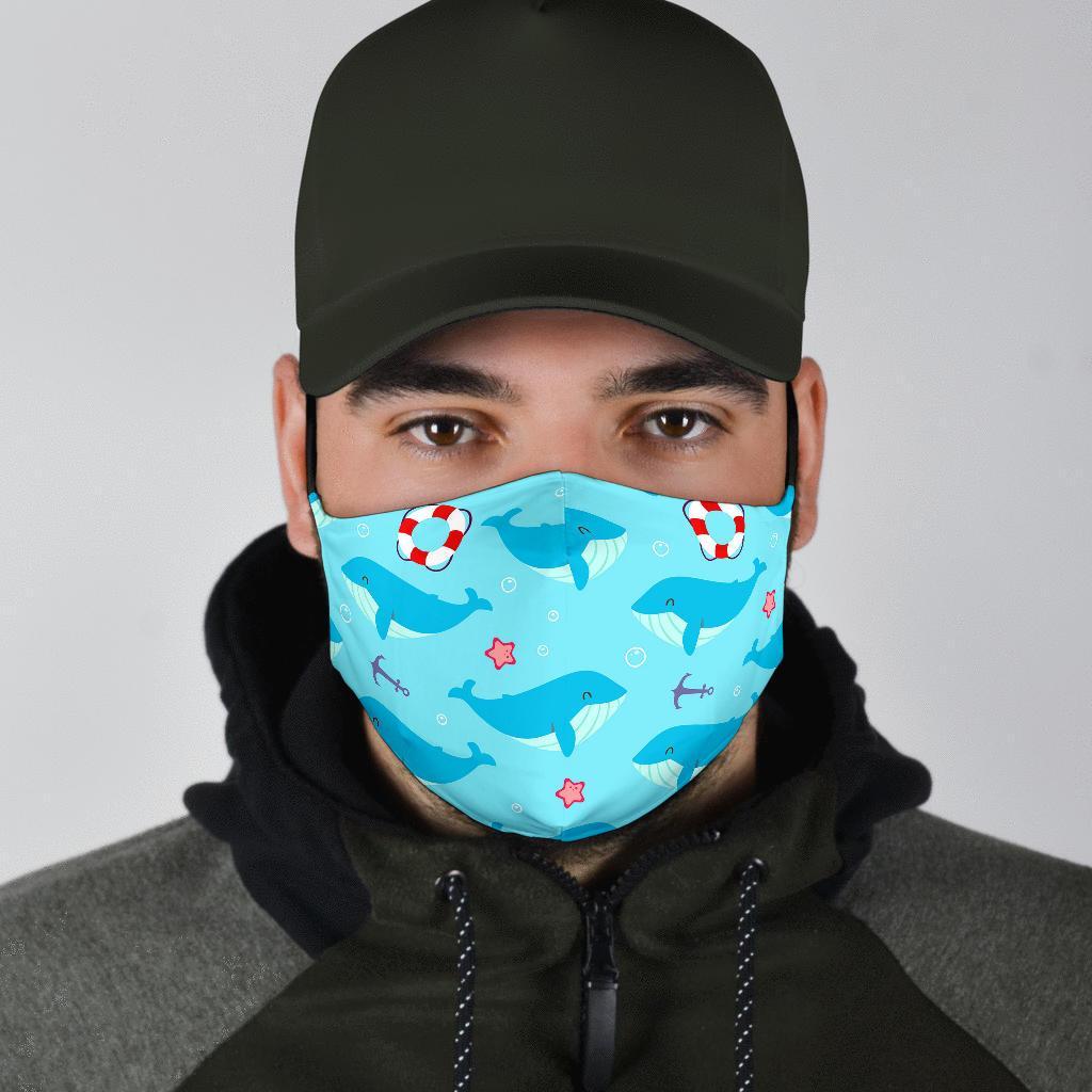 Whale Humpback Pattern Print Face Mask-grizzshop