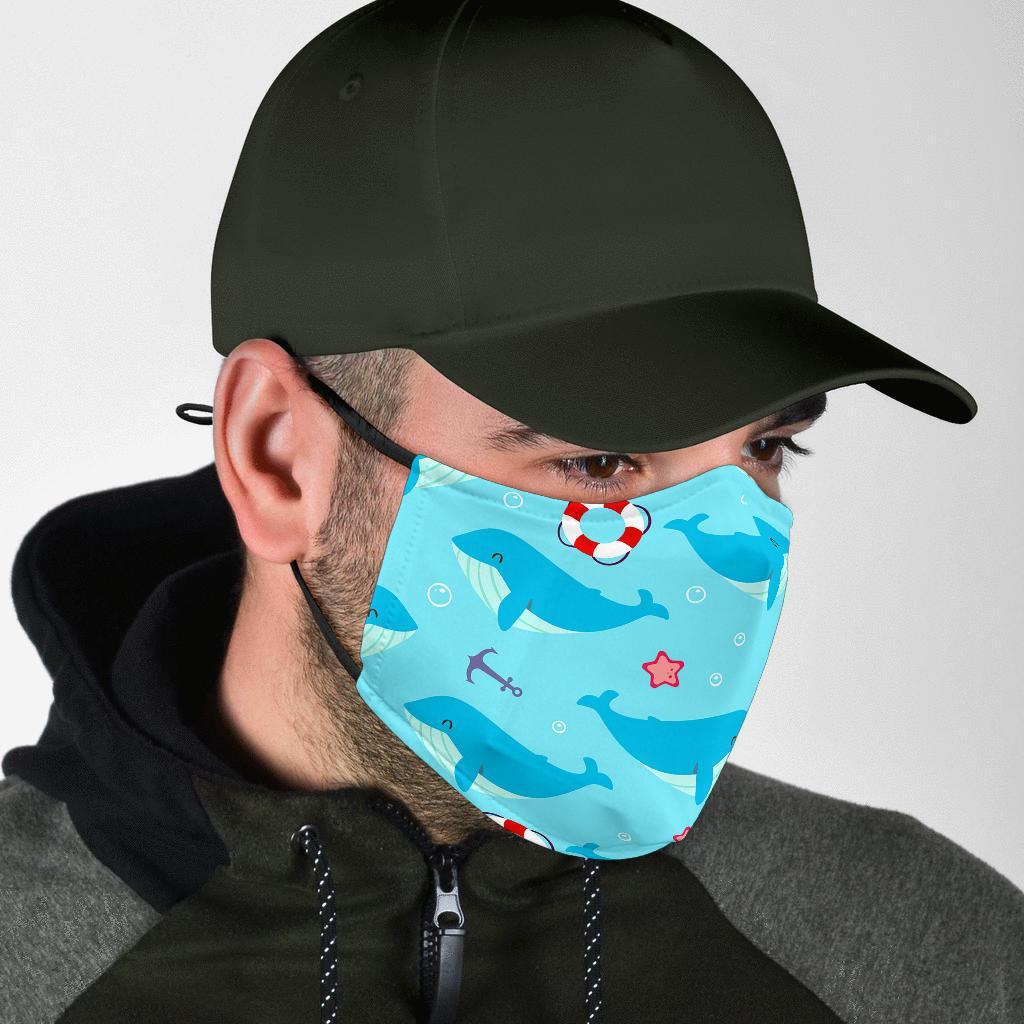 Whale Humpback Pattern Print Face Mask-grizzshop