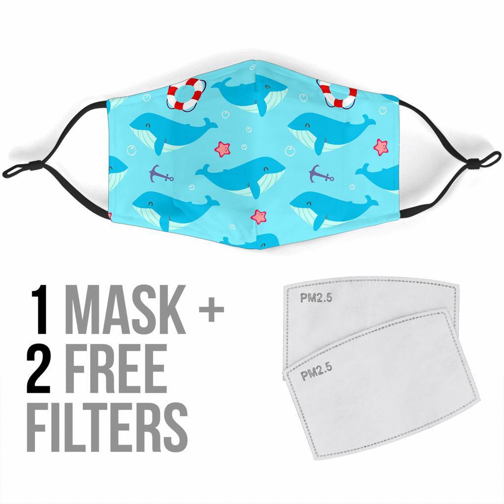 Whale Humpback Pattern Print Face Mask-grizzshop