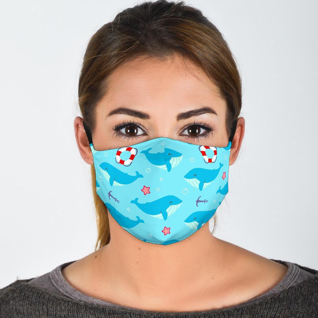 Whale Humpback Pattern Print Face Mask-grizzshop