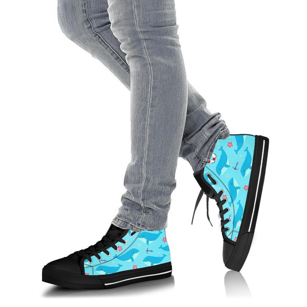 Whale Humpback Pattern Print Men Women's High Top Shoes-grizzshop