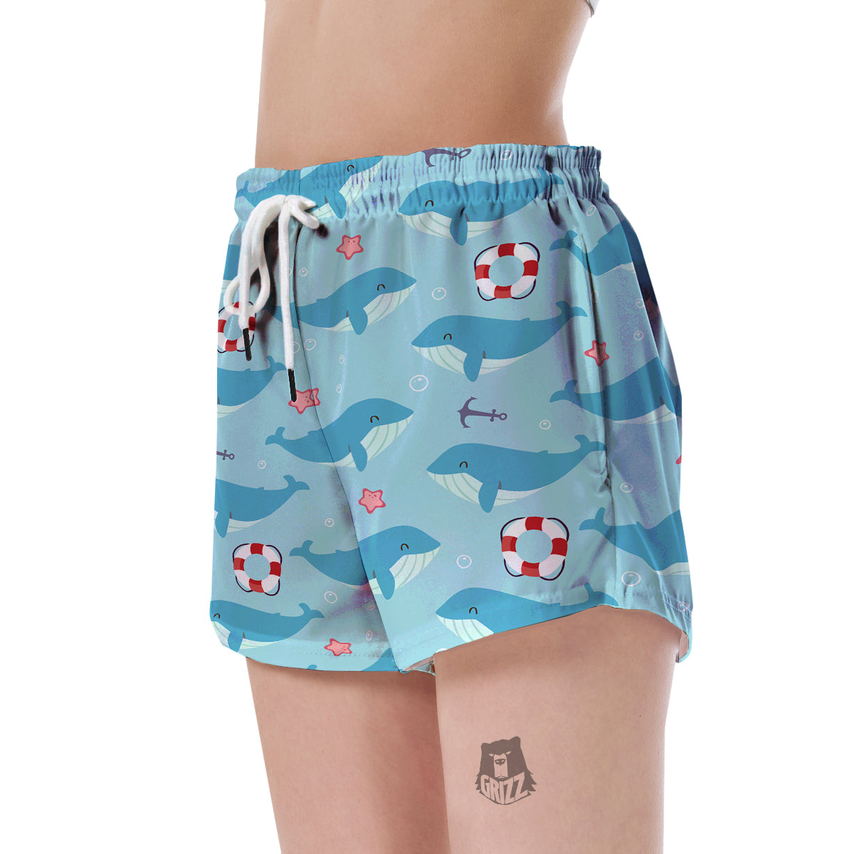 Whale Humpback Pattern Print Women's Shorts-grizzshop