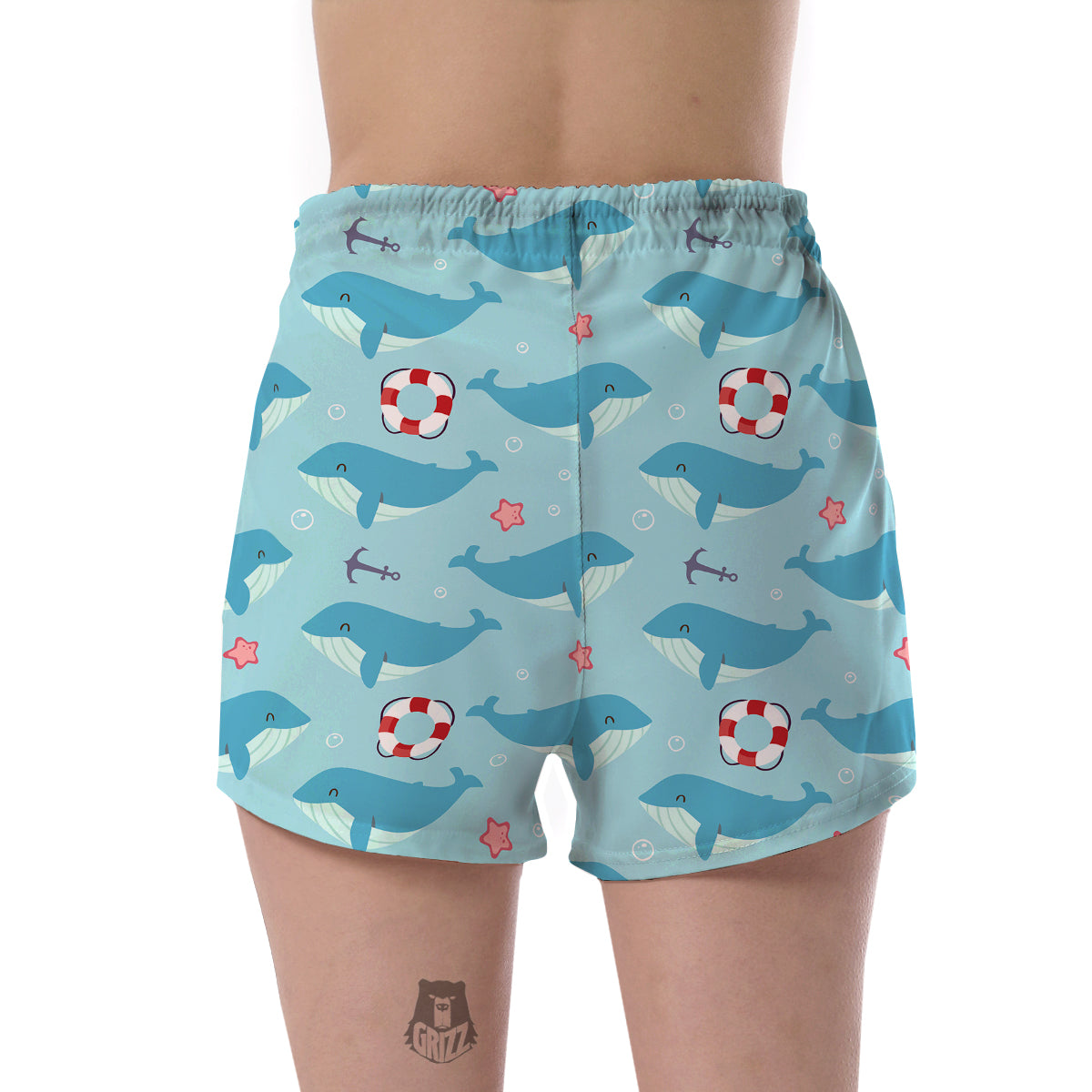 Whale Humpback Pattern Print Women's Shorts-grizzshop