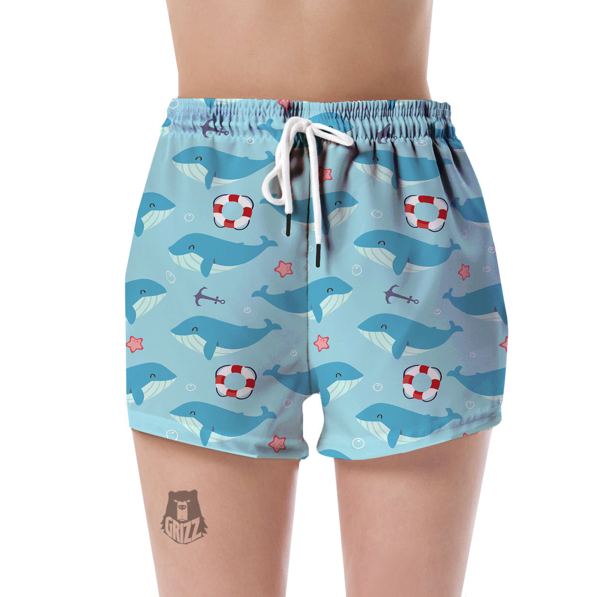 Whale Humpback Pattern Print Women's Shorts-grizzshop