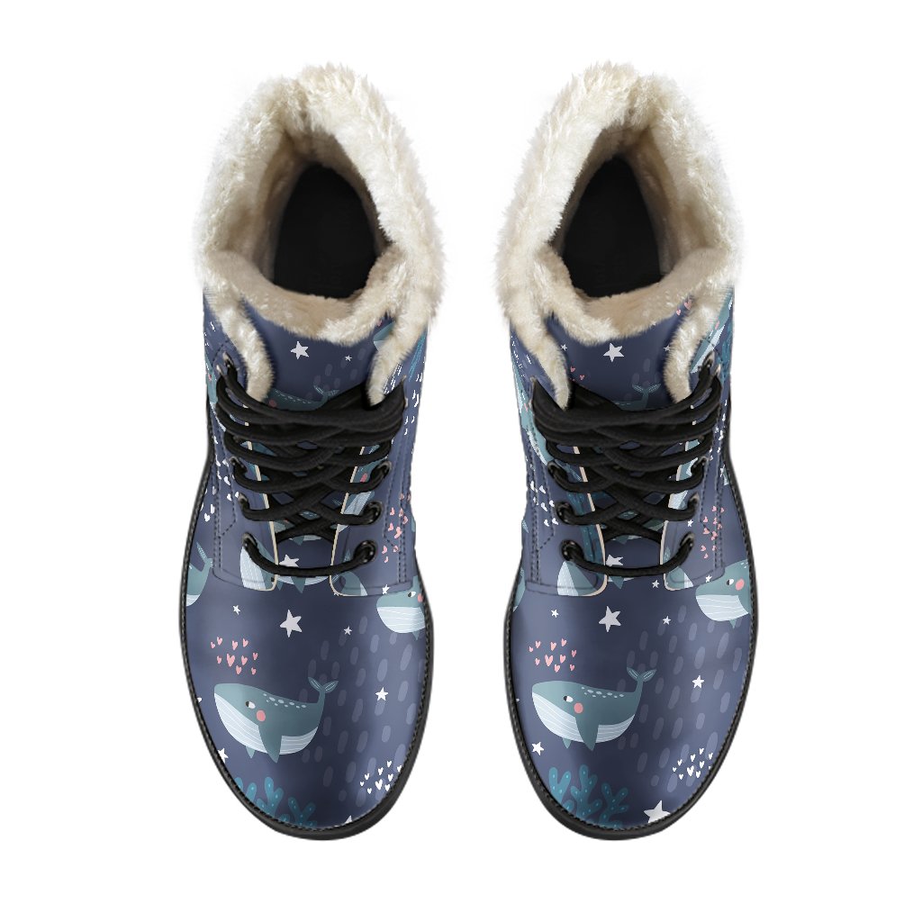 Whale Humpback Print Pattern Comfy Winter Boots-grizzshop