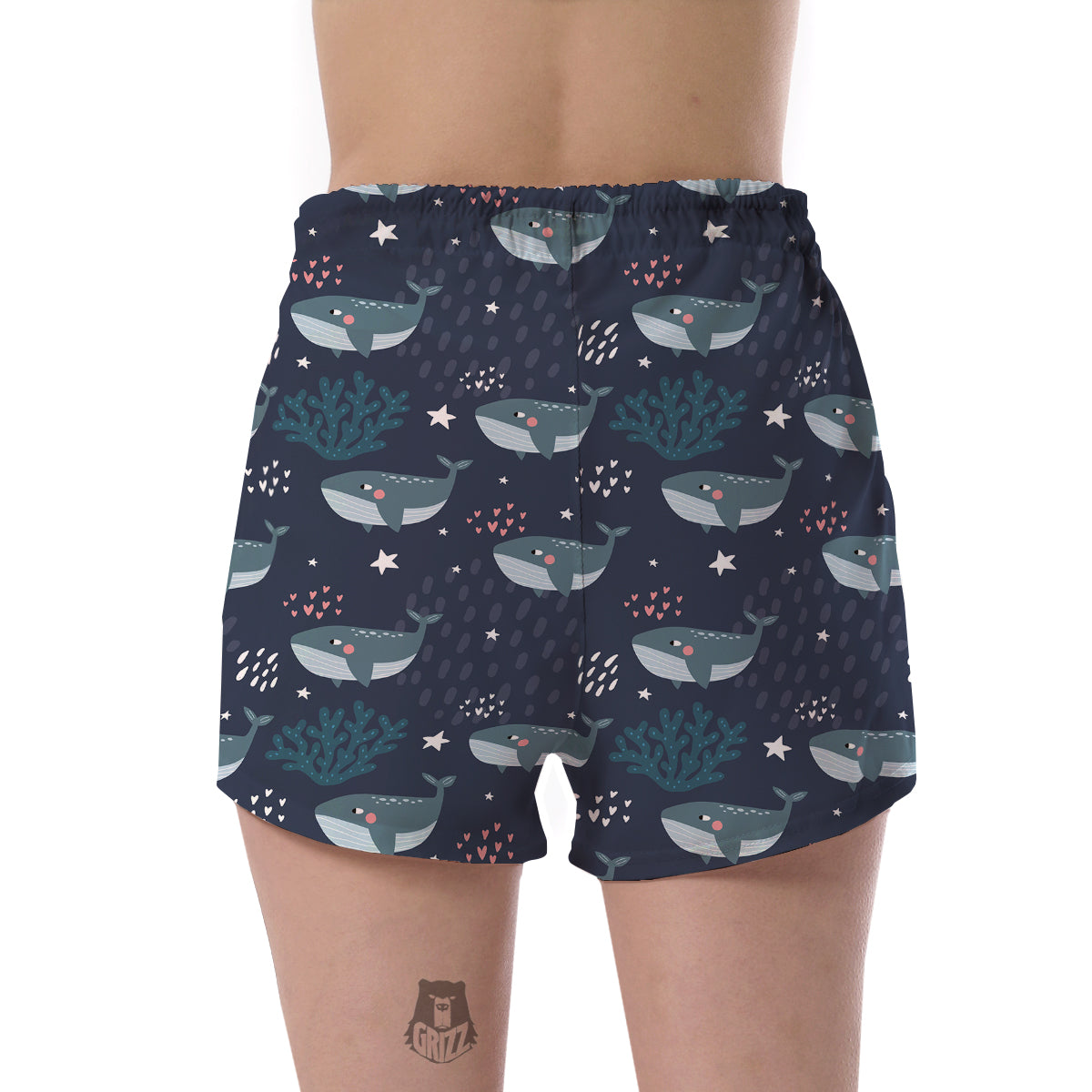 Whale Humpback Print Pattern Women's Shorts-grizzshop