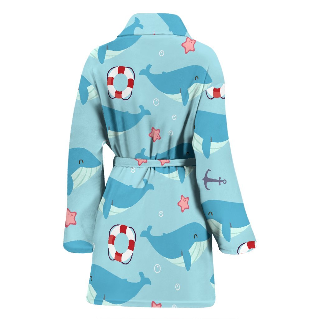 Whale Humpback Pattern Print Women Long Robe-grizzshop