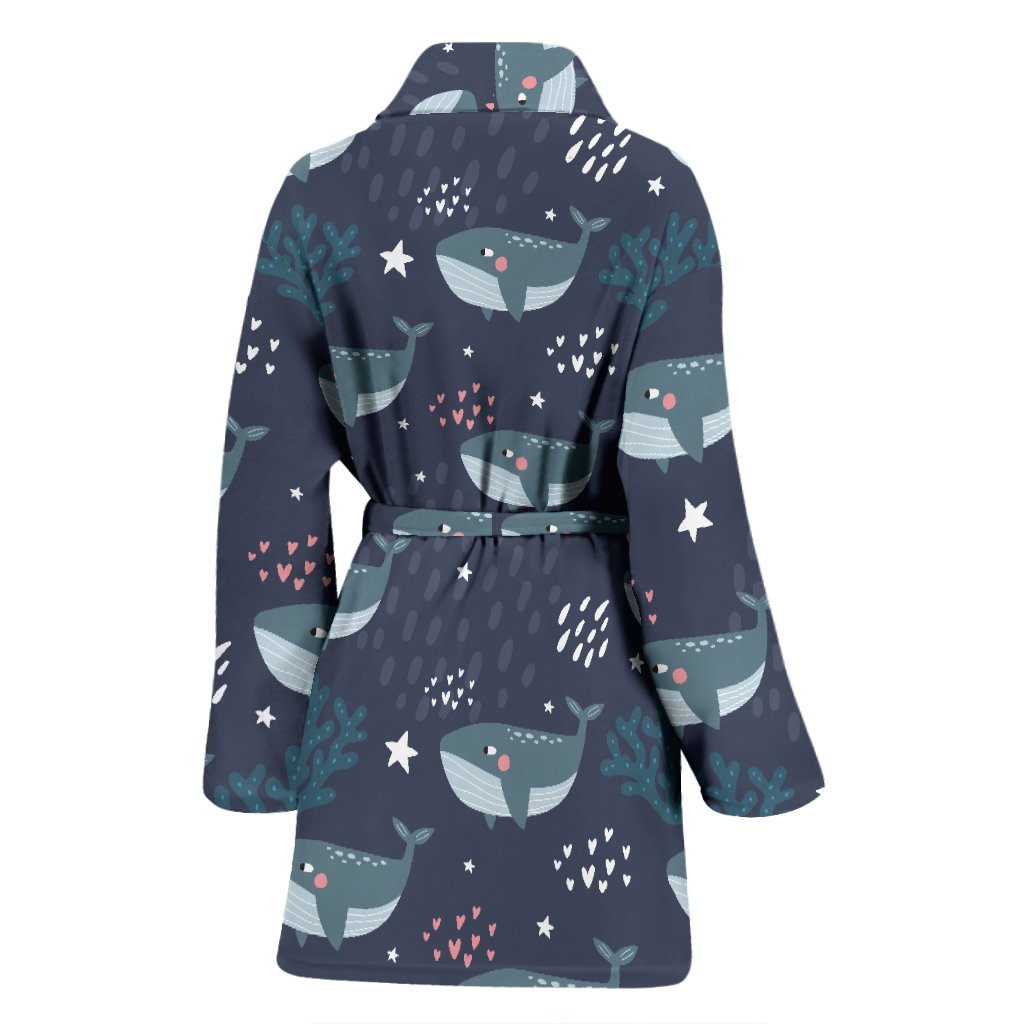 Whale Humpback Print Pattern Pattern Print Women Long Robe-grizzshop