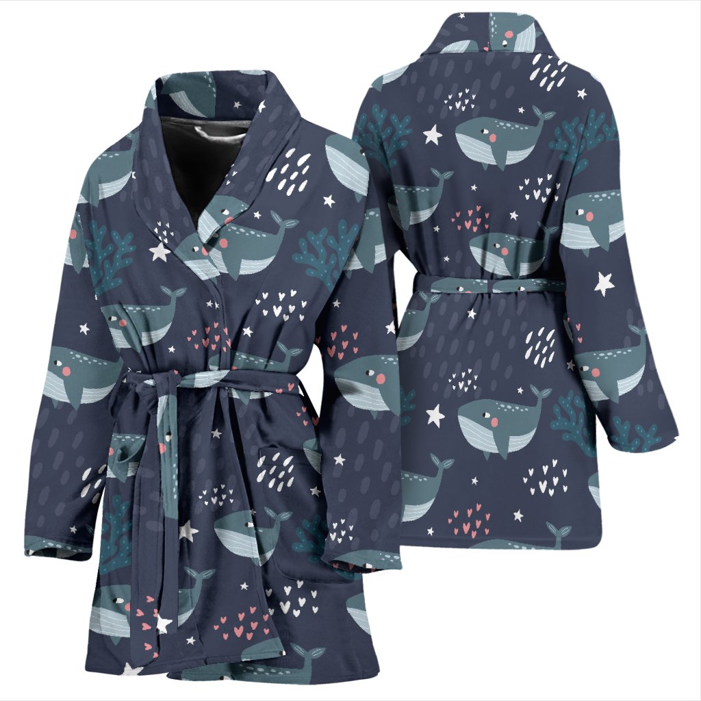 Whale Humpback Print Pattern Pattern Print Women Long Robe-grizzshop