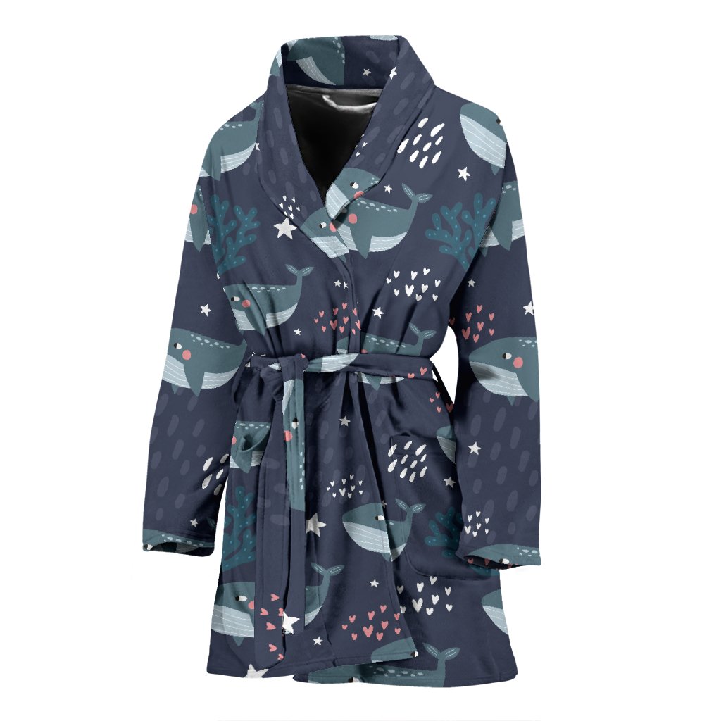 Whale Humpback Print Pattern Pattern Print Women Long Robe-grizzshop