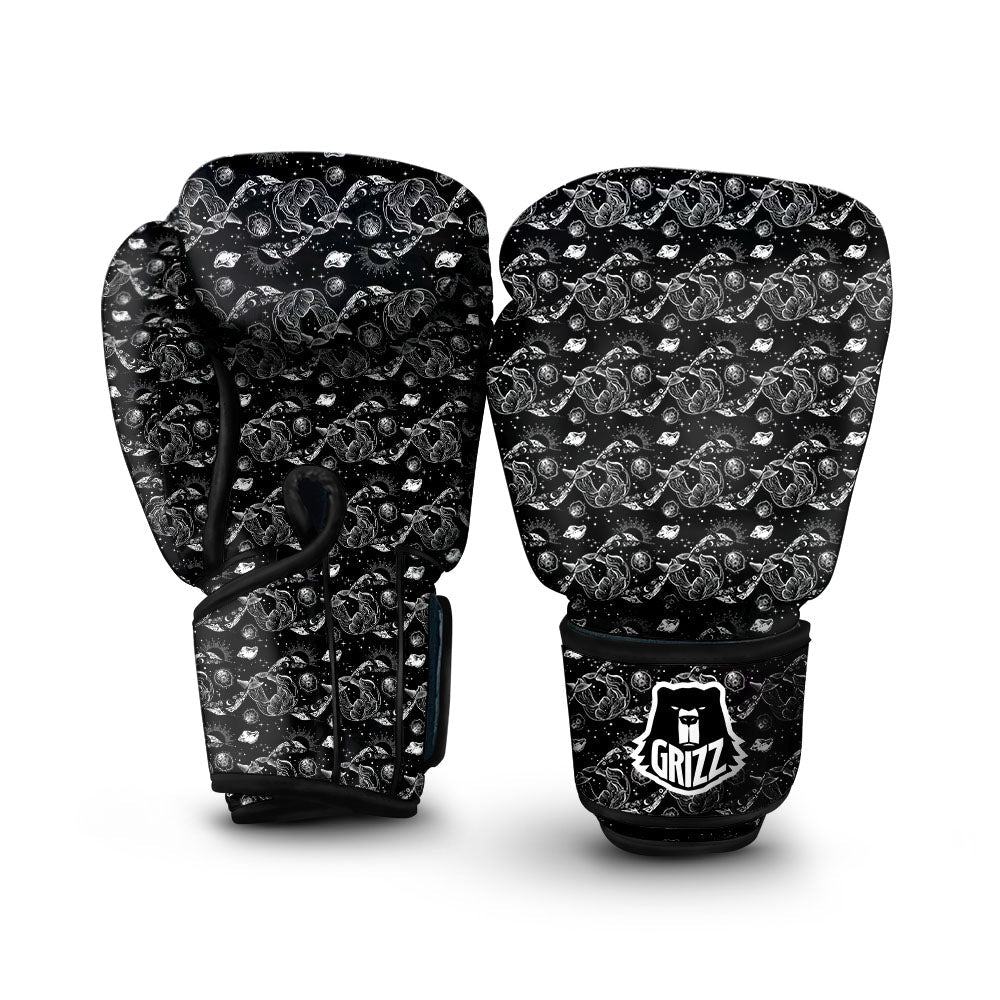 Whales and Dolphin Boho Print Pattern Boxing Gloves-grizzshop