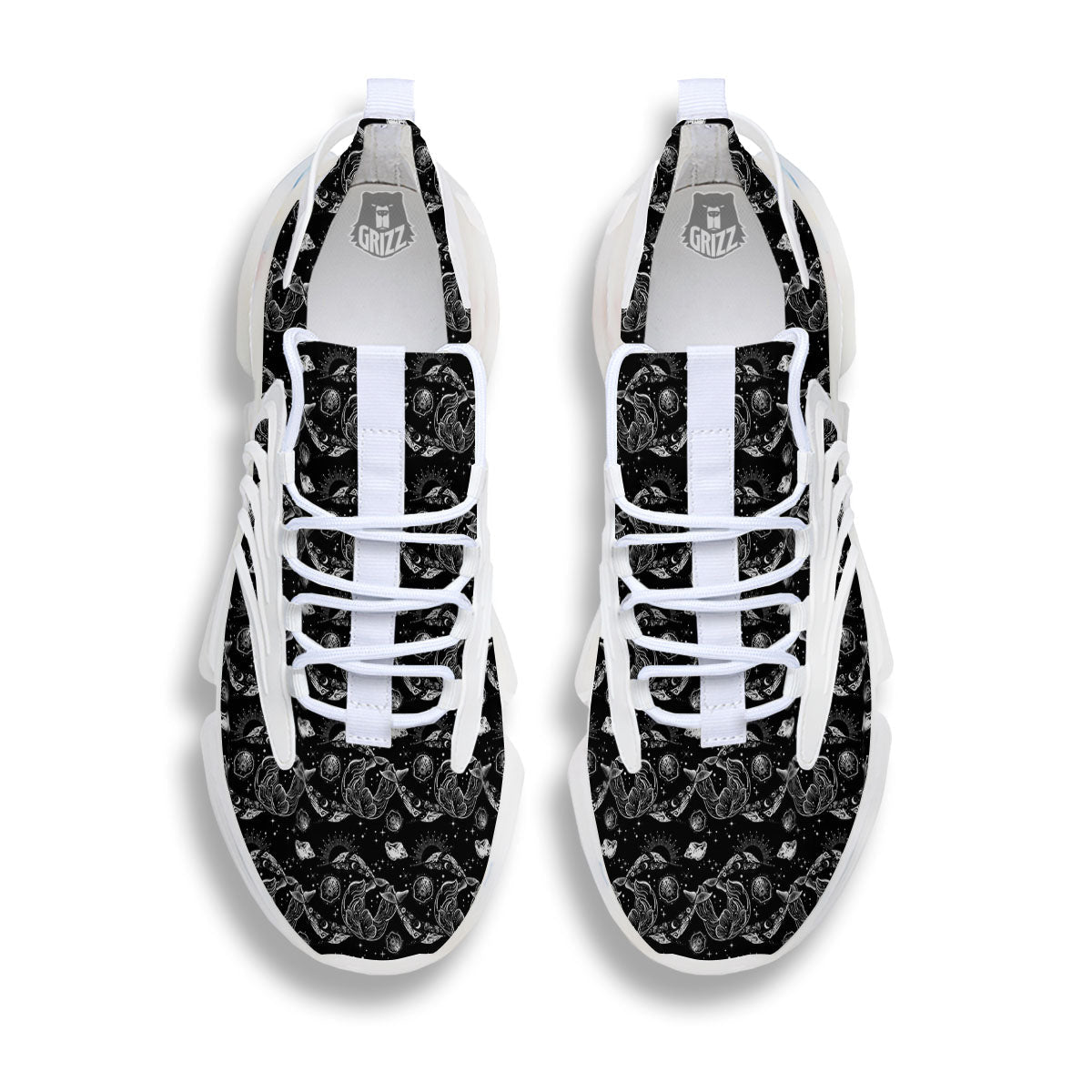Whales and Dolphin Boho Print Pattern White Gym Shoes-grizzshop