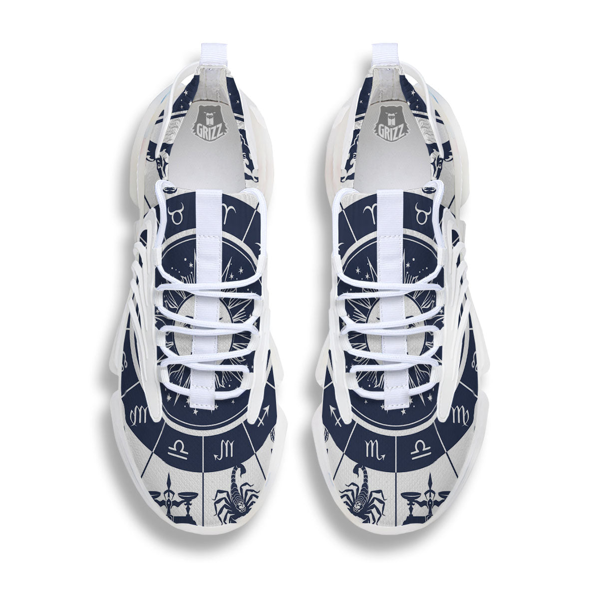 Wheel Zodiac Signs Print White Gym Shoes-grizzshop