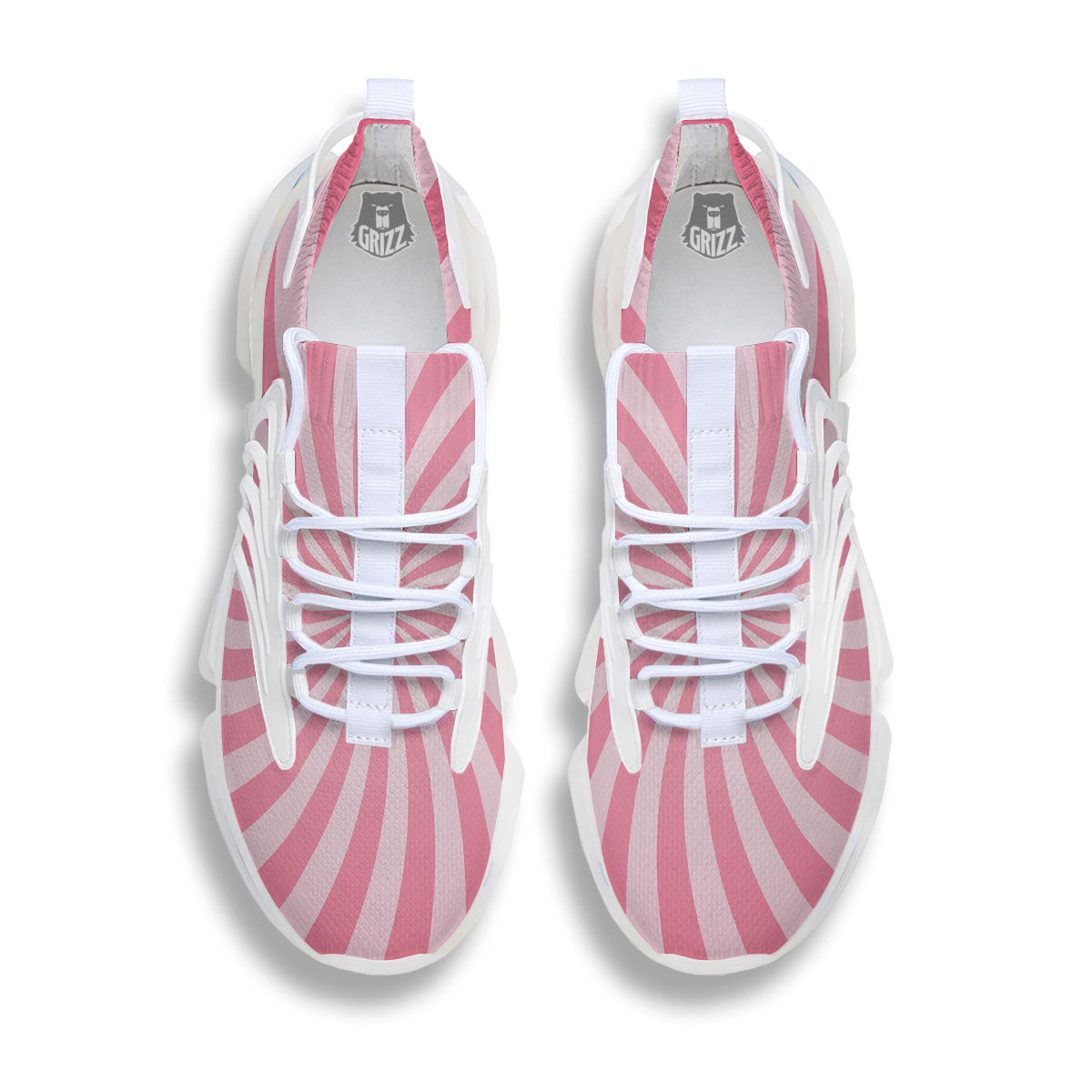 Whirlpool Spiral Pink Print White Gym Shoes-grizzshop