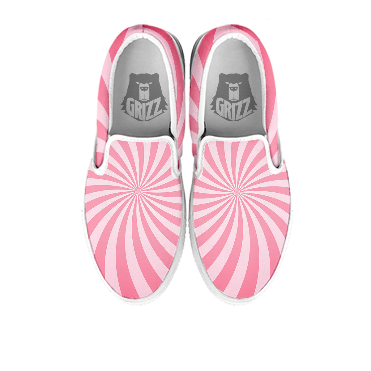 Whirlpool Spiral Pink Print White Slip On Shoes-grizzshop