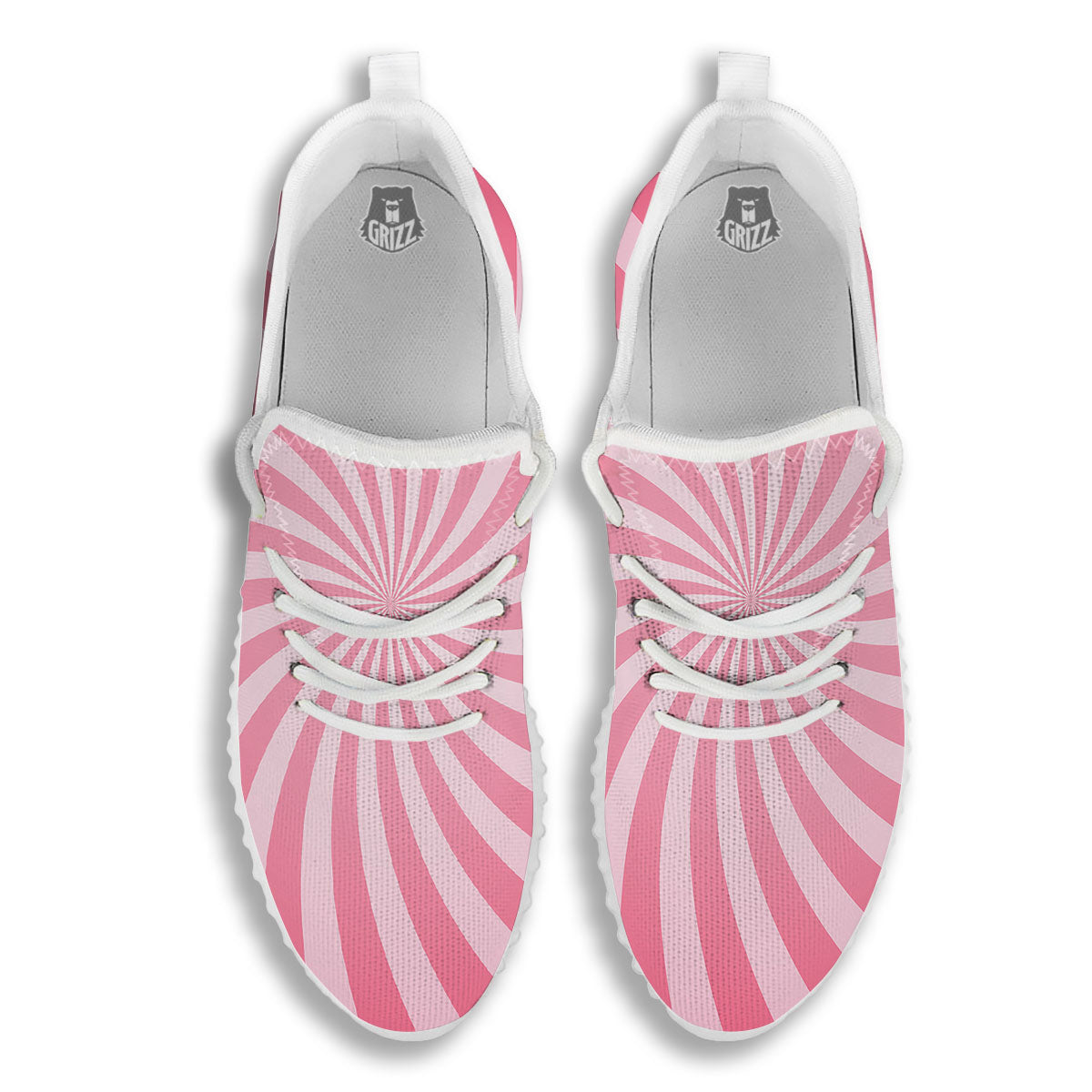 Whirlpool Spiral Pink Print White Walking Shoes-grizzshop