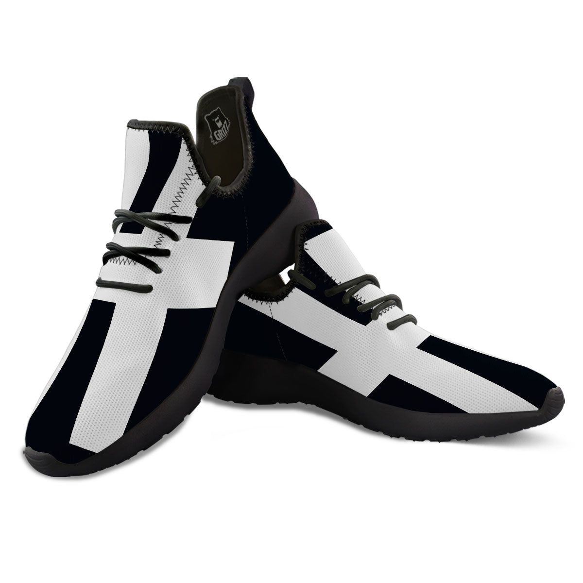 White And Black Pisces Sign Print Black Athletic Shoes-grizzshop