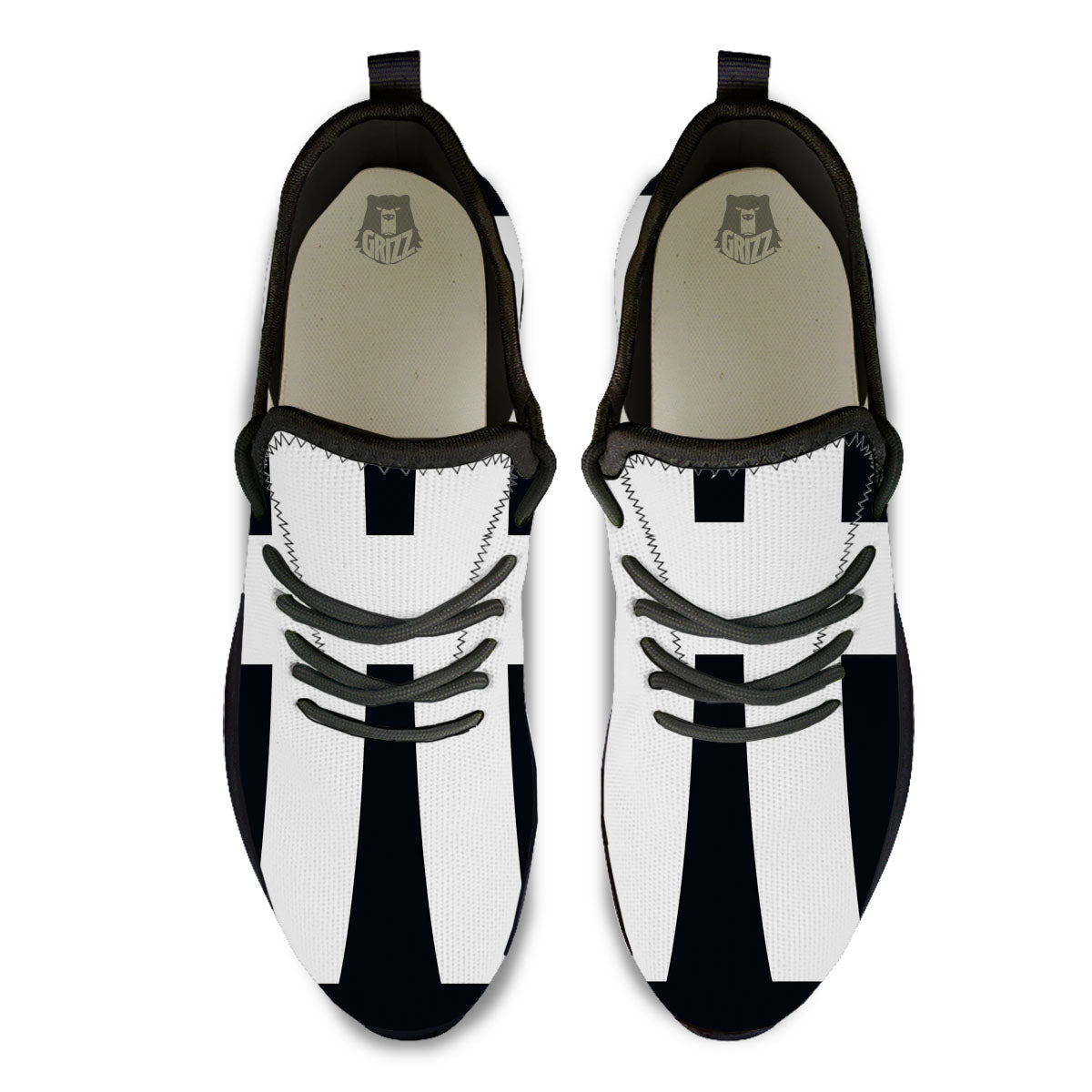 White And Black Pisces Sign Print Black Athletic Shoes-grizzshop