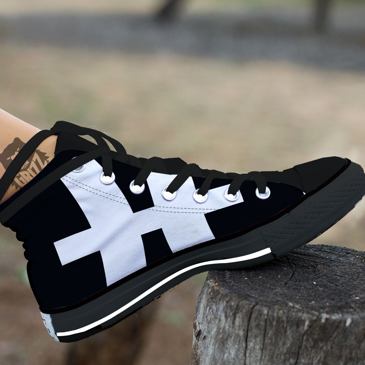 White And Black Pisces Sign Print Black High Top Shoes-grizzshop