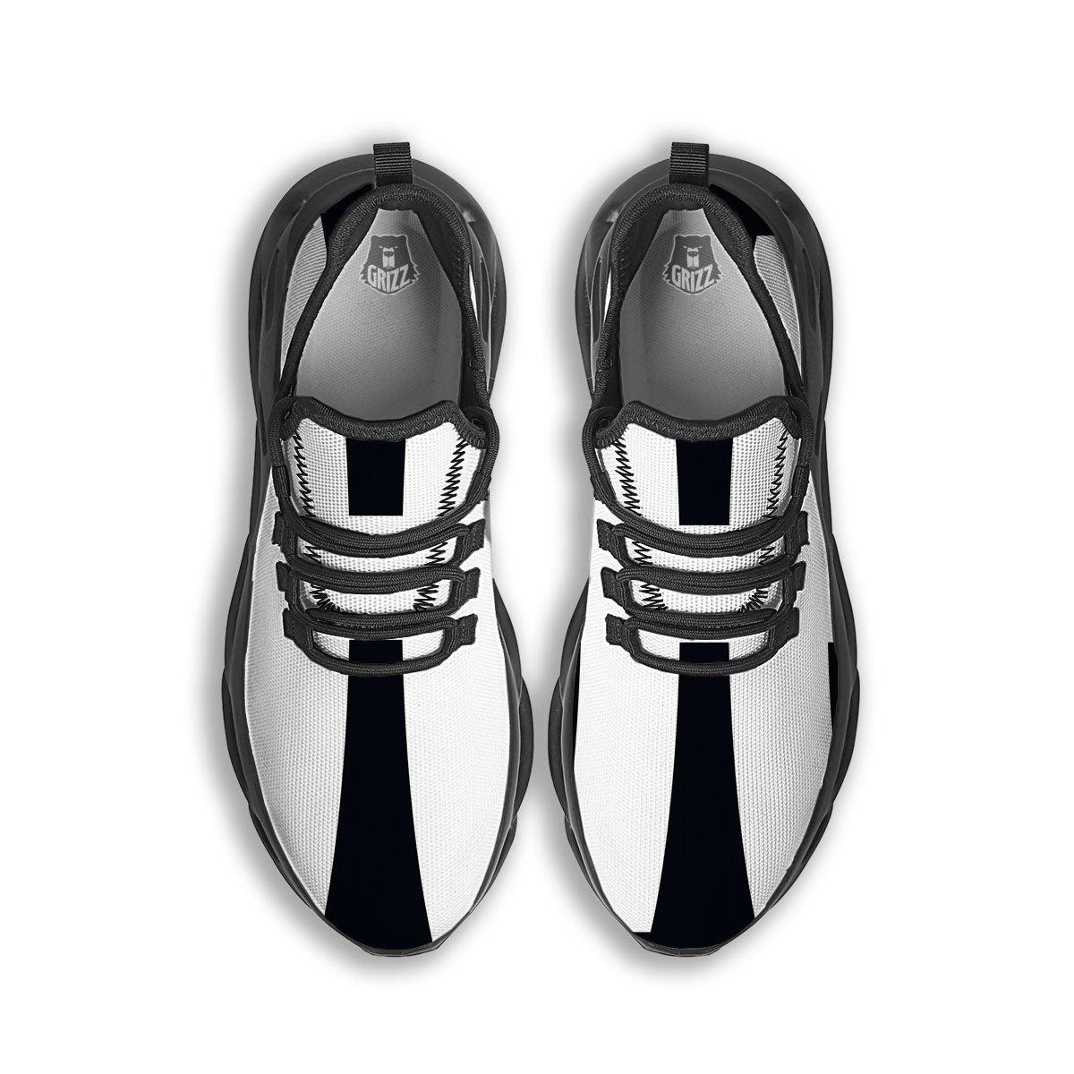 White And Black Pisces Sign Print Black Running Shoes-grizzshop