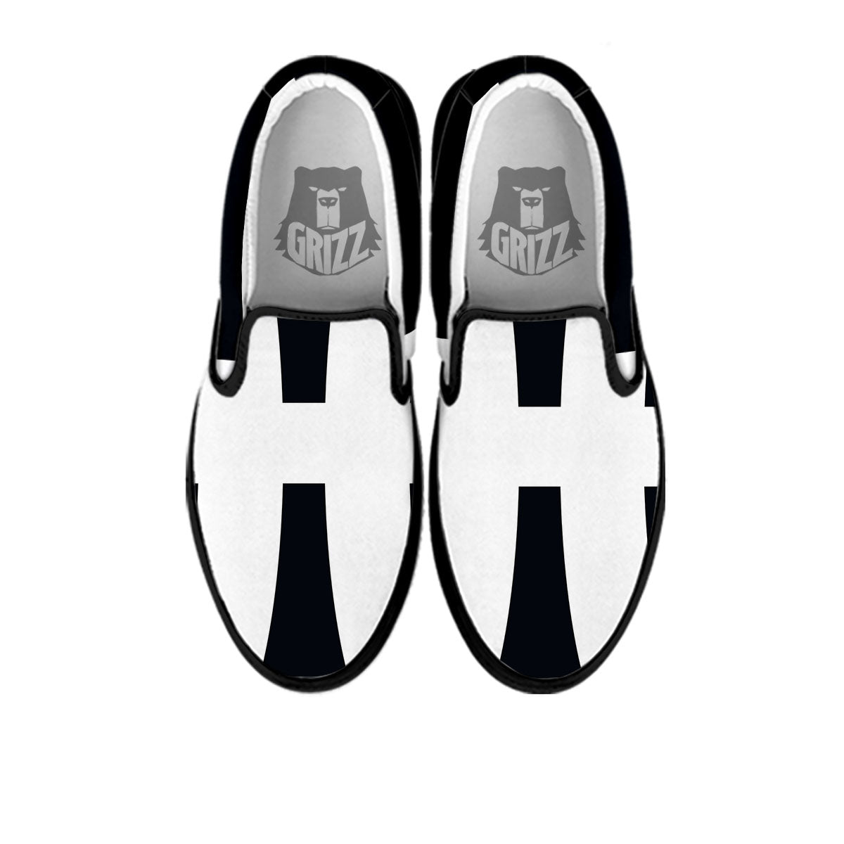 White And Black Pisces Sign Print Black Slip On Shoes-grizzshop