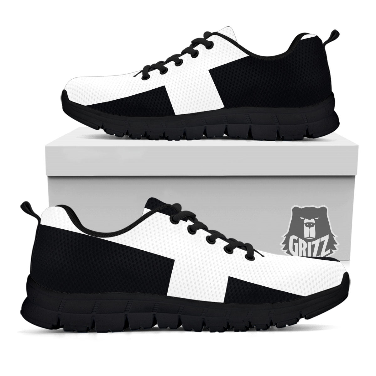 White And Black Pisces Sign Print Black Sneaker-grizzshop
