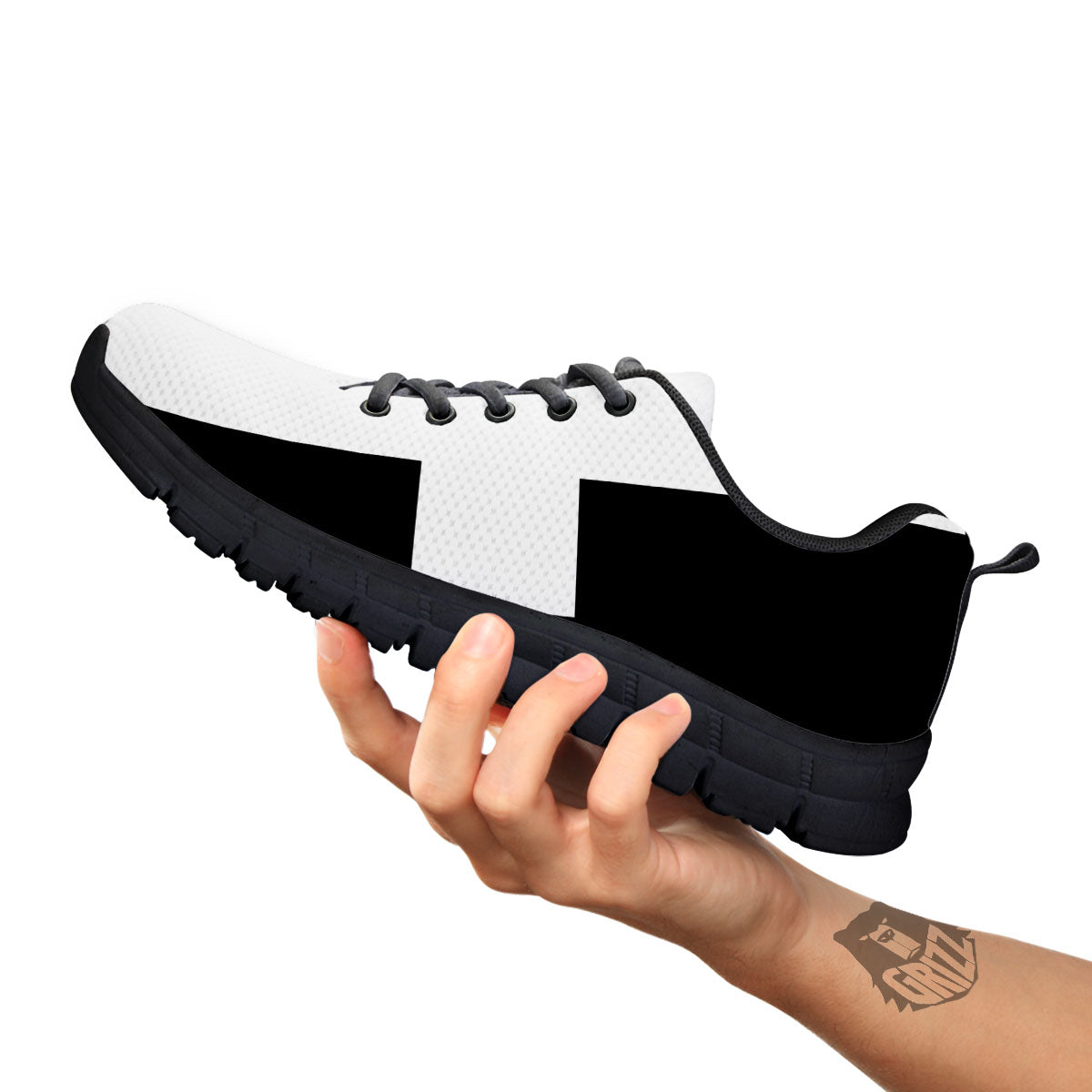 White And Black Pisces Sign Print Black Sneaker-grizzshop