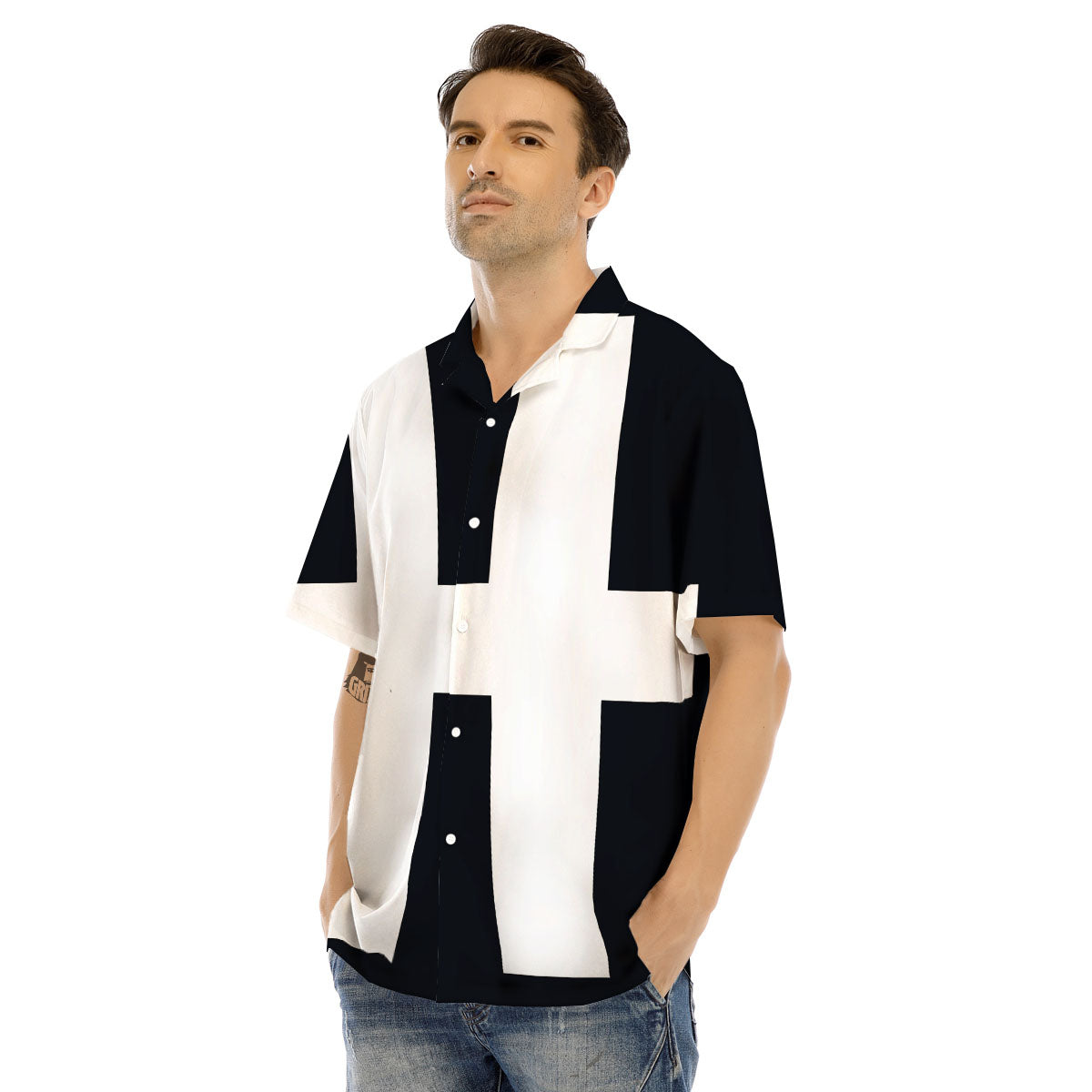 White And Black Pisces Sign Print Men's Hawaiian Shirt-grizzshop