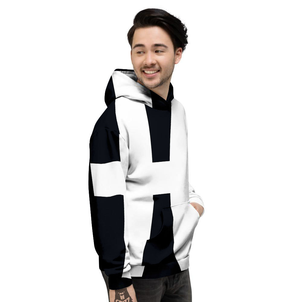 White And Black Pisces Sign Print Men's Hoodie-grizzshop