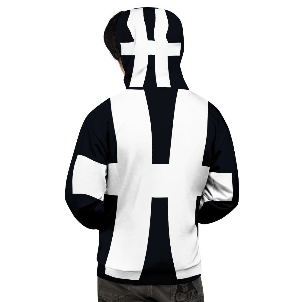 White And Black Pisces Sign Print Men's Hoodie-grizzshop