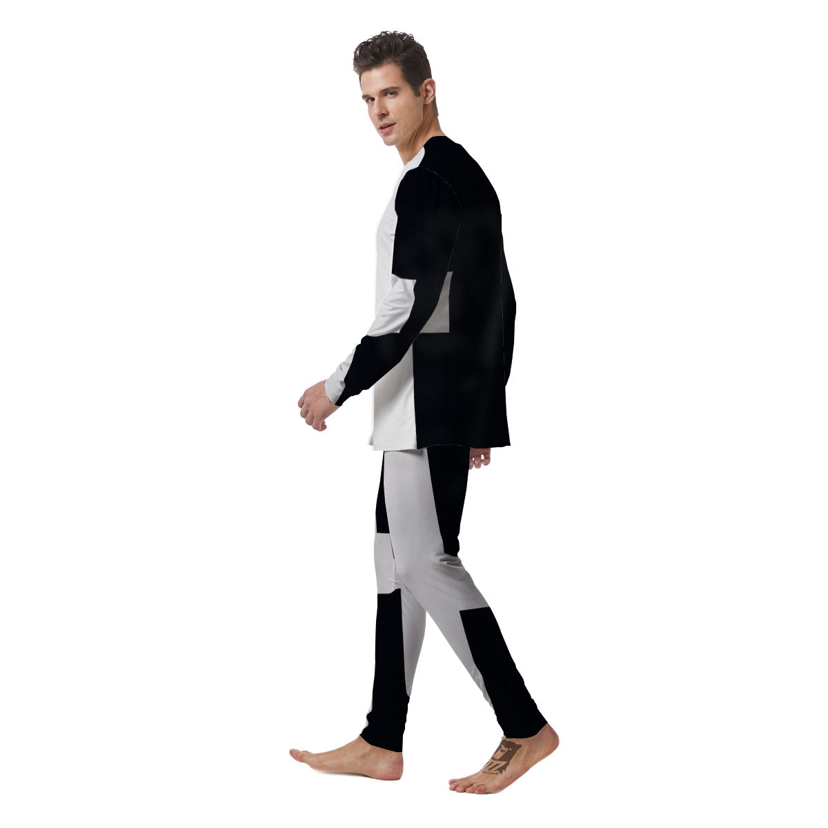 White And Black Pisces Sign Print Men's Pajamas-grizzshop
