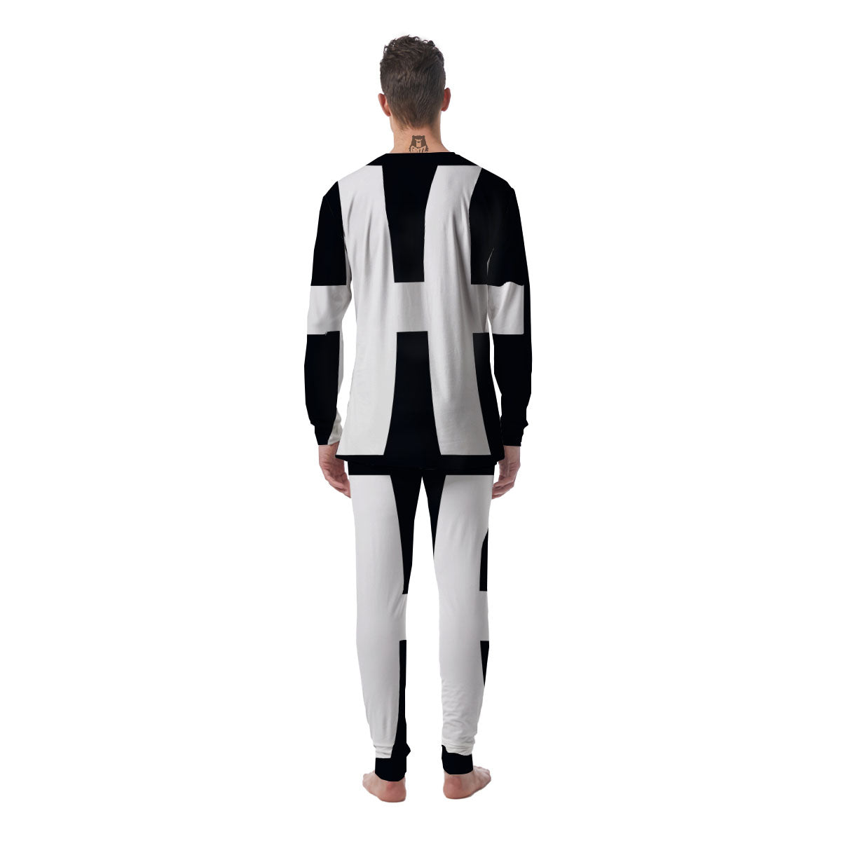 White And Black Pisces Sign Print Men's Pajamas-grizzshop