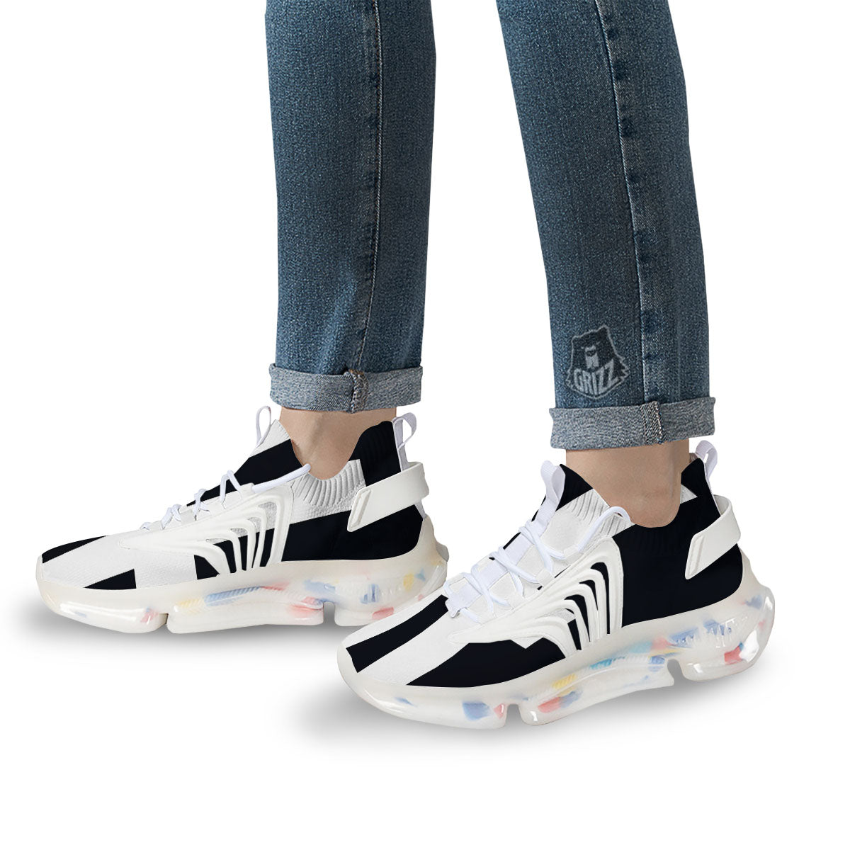White And Black Pisces Sign Print White Gym Shoes-grizzshop