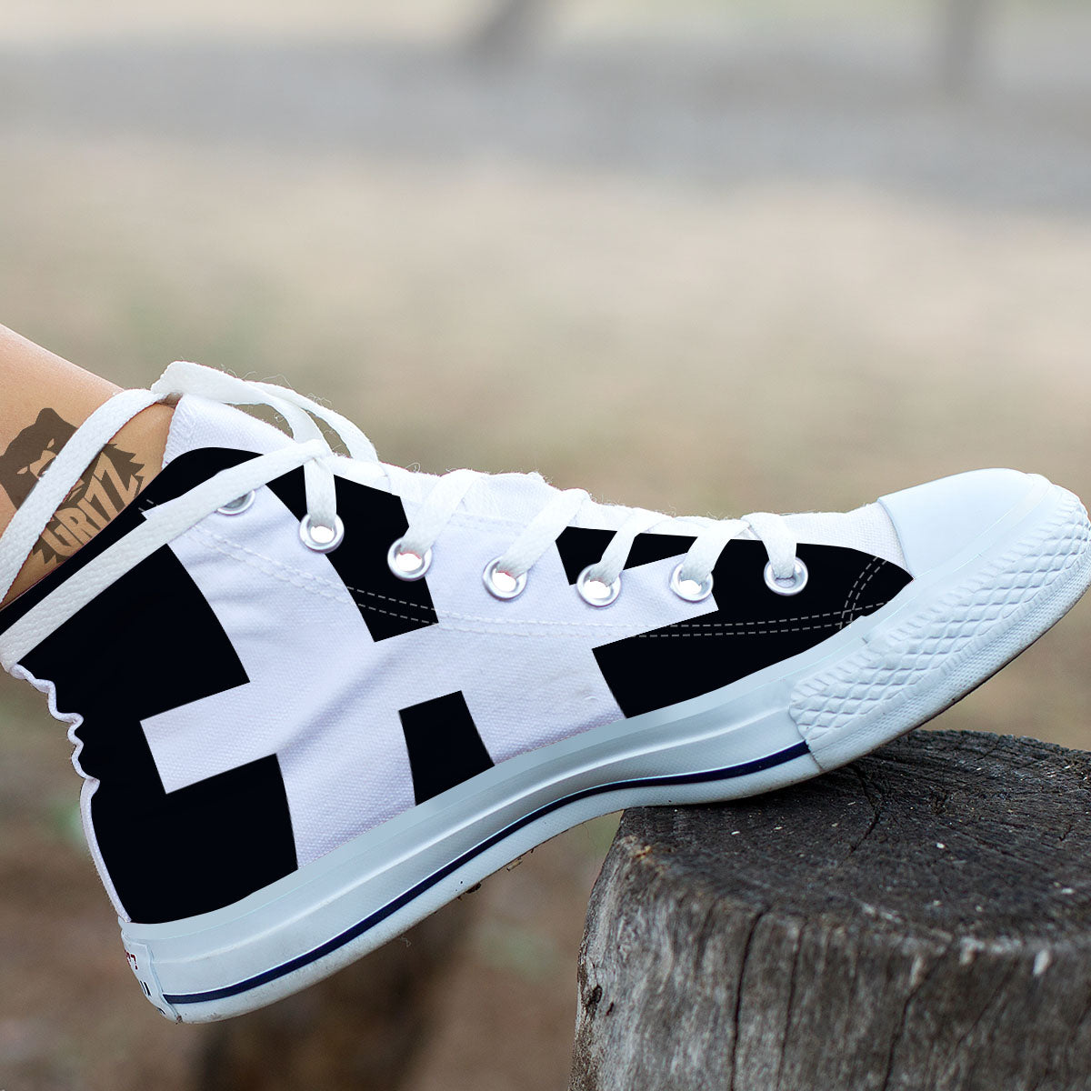 White And Black Pisces Sign Print White High Top Shoes-grizzshop