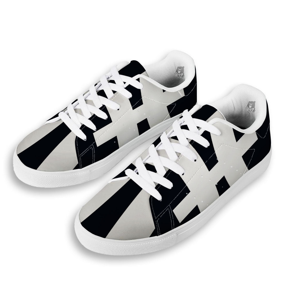 White And Black Pisces Sign Print White Low Top Sneakers-grizzshop
