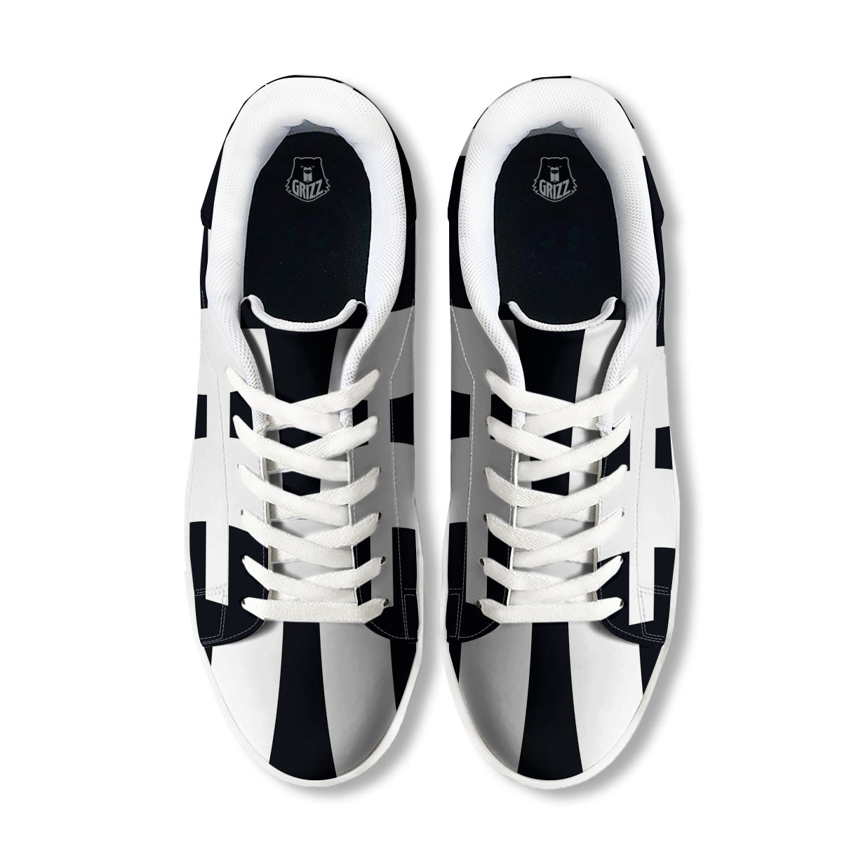 White And Black Pisces Sign Print White Low Top Sneakers-grizzshop
