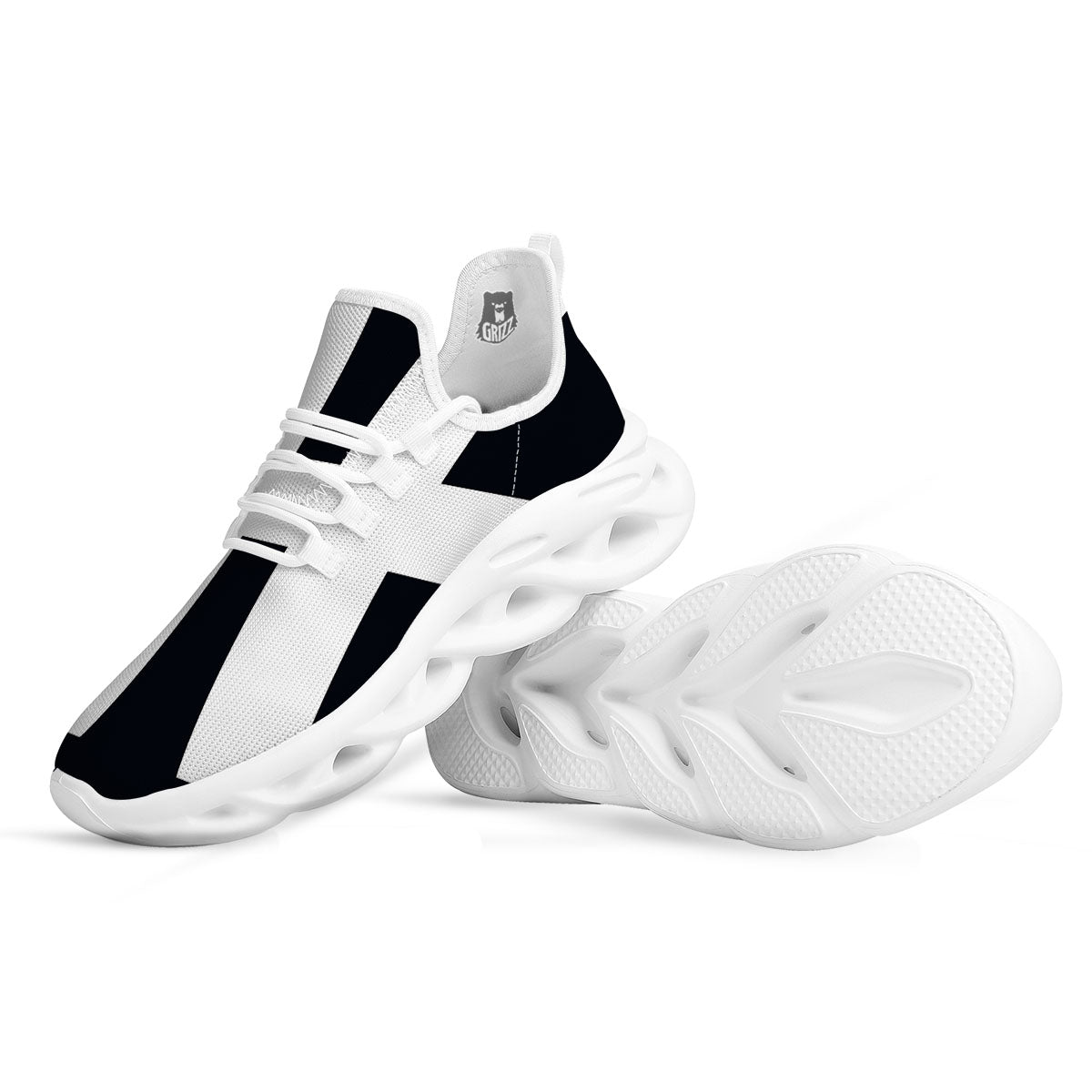 White And Black Pisces Sign Print White Running Shoes-grizzshop