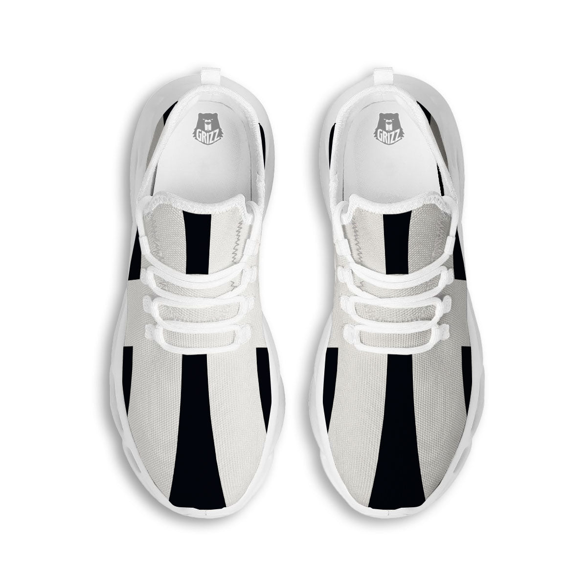 White And Black Pisces Sign Print White Running Shoes-grizzshop