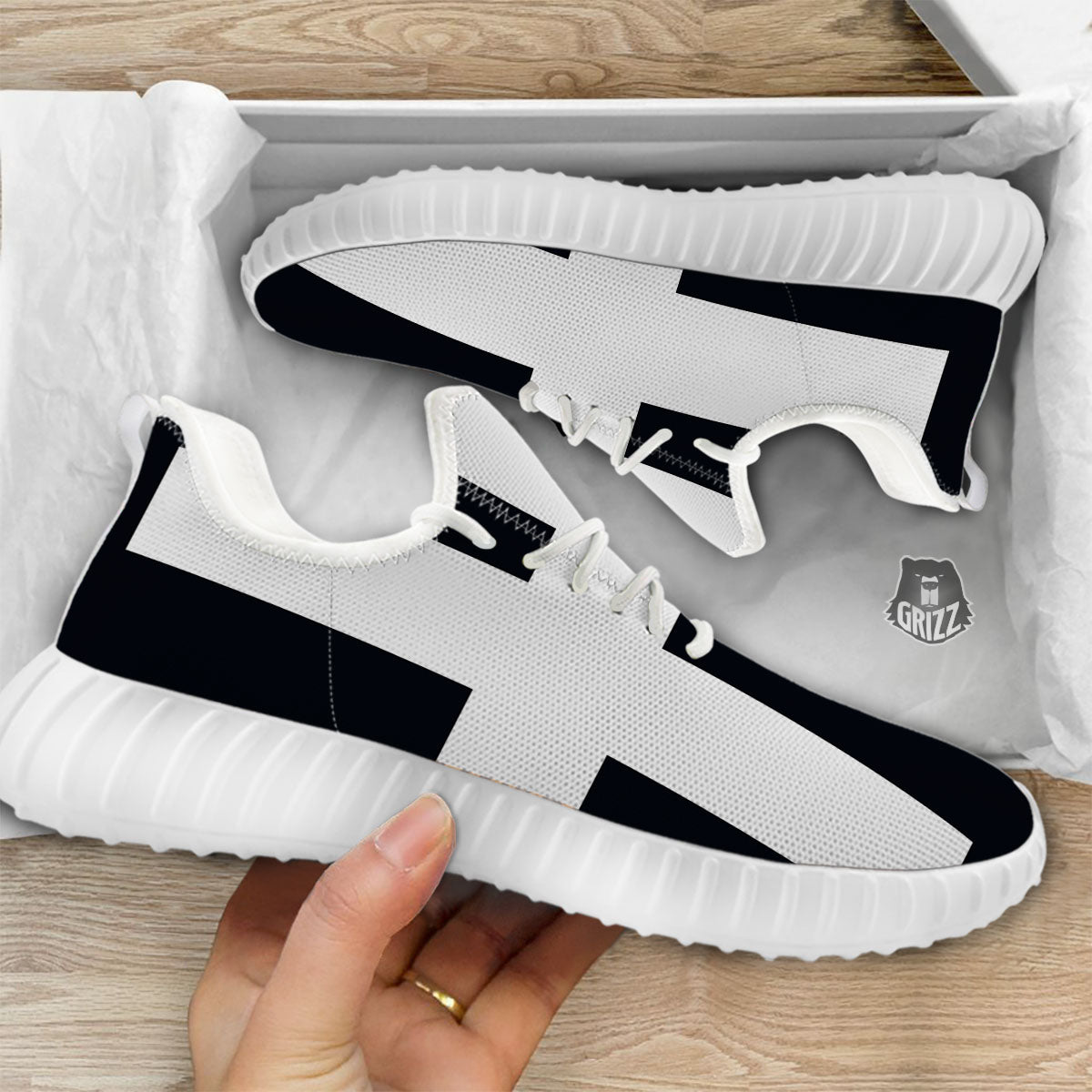White And Black Pisces Sign Print White Walking Shoes-grizzshop