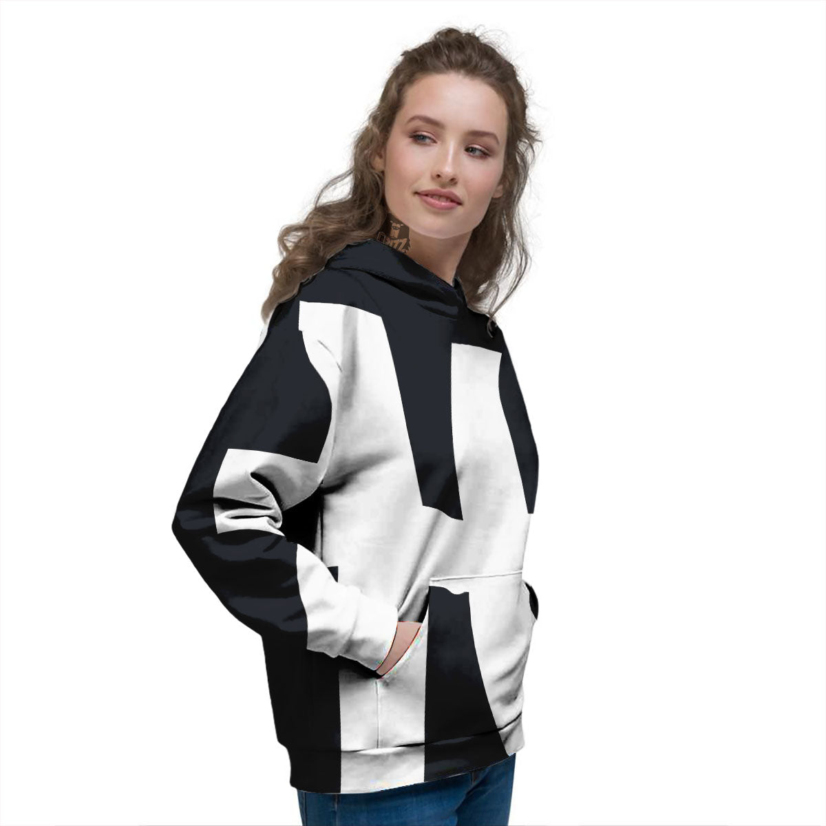 White And Black Pisces Sign Print Women's Hoodie-grizzshop