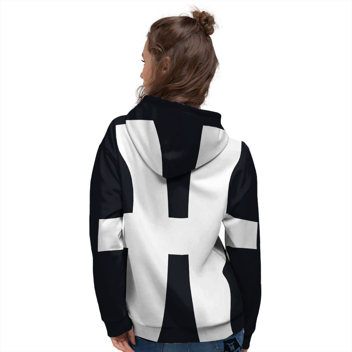 White And Black Pisces Sign Print Women's Hoodie-grizzshop