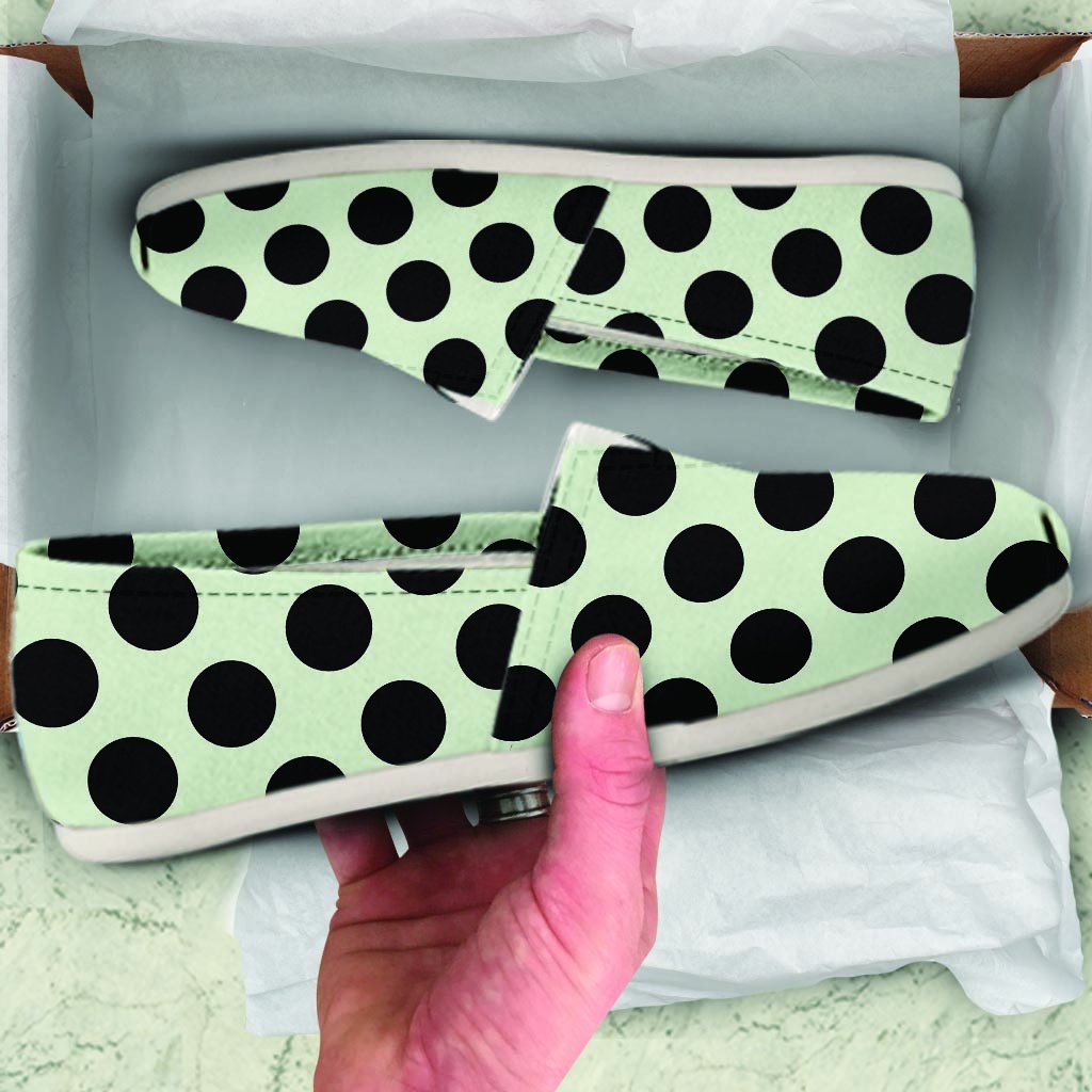 White And Black Polka Dot Print Canvas Shoes-grizzshop
