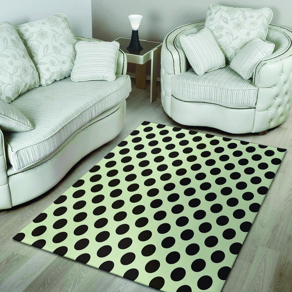 White And Black Polka Dot Print Floor Mat-grizzshop