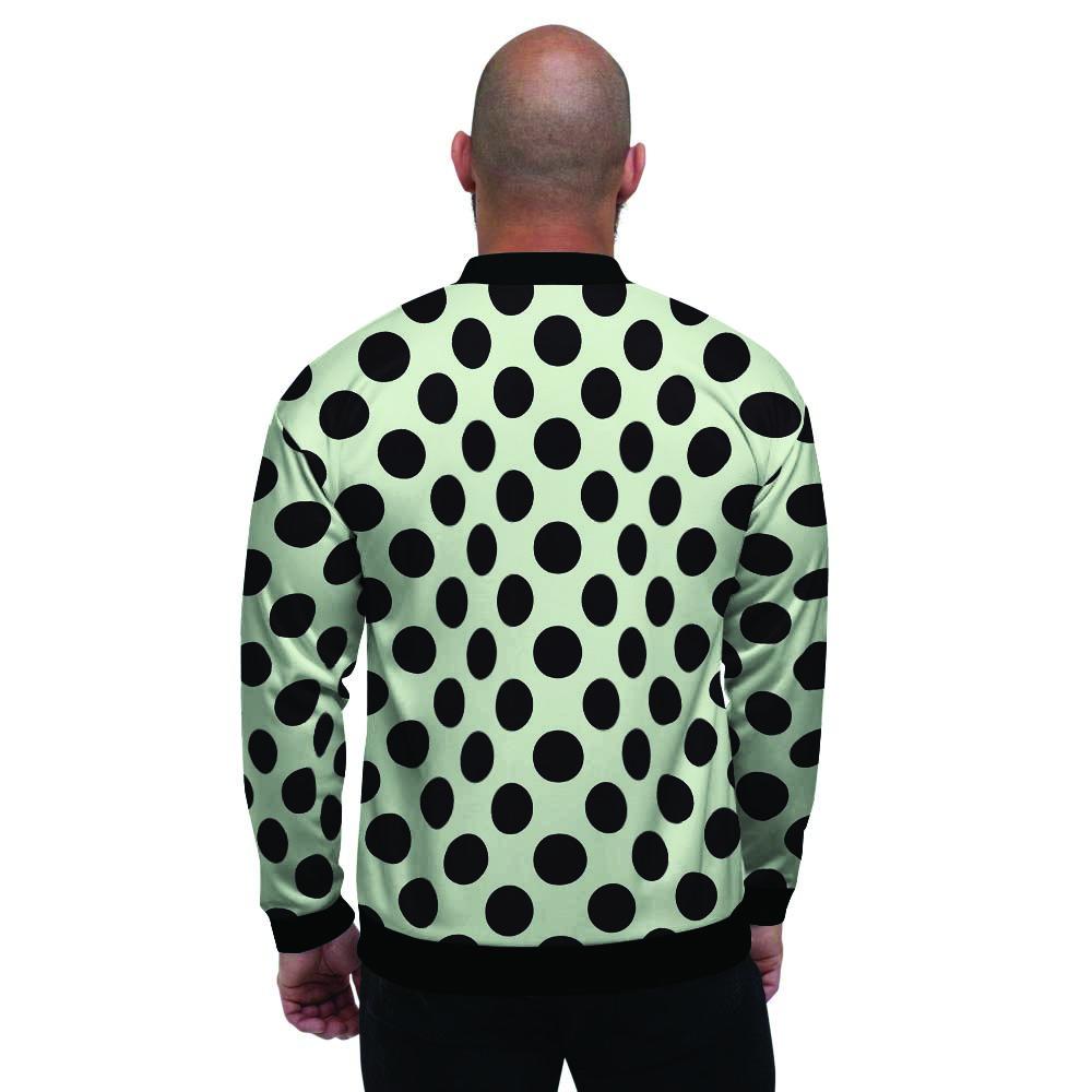 White And Black Polka Dot Print Men's Bomber Jacket-grizzshop