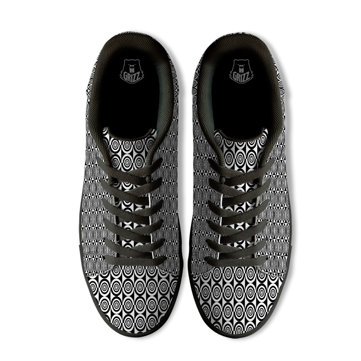 White And Black Target Board Print Pattern Black Low Top Sneakers-grizzshop