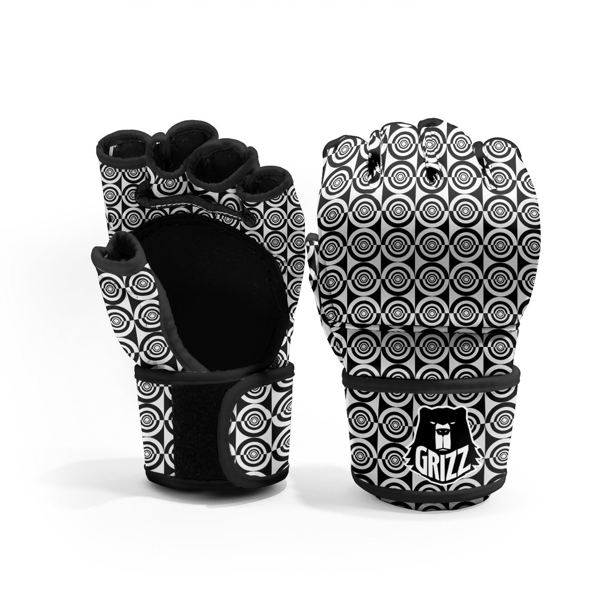 White And Black Target Board Print Pattern MMA Gloves-grizzshop