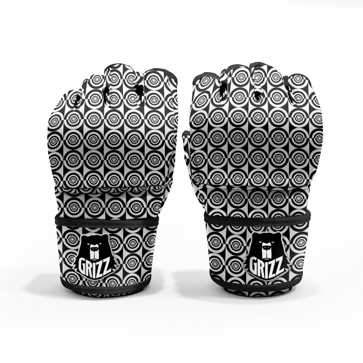 White And Black Target Board Print Pattern MMA Gloves-grizzshop