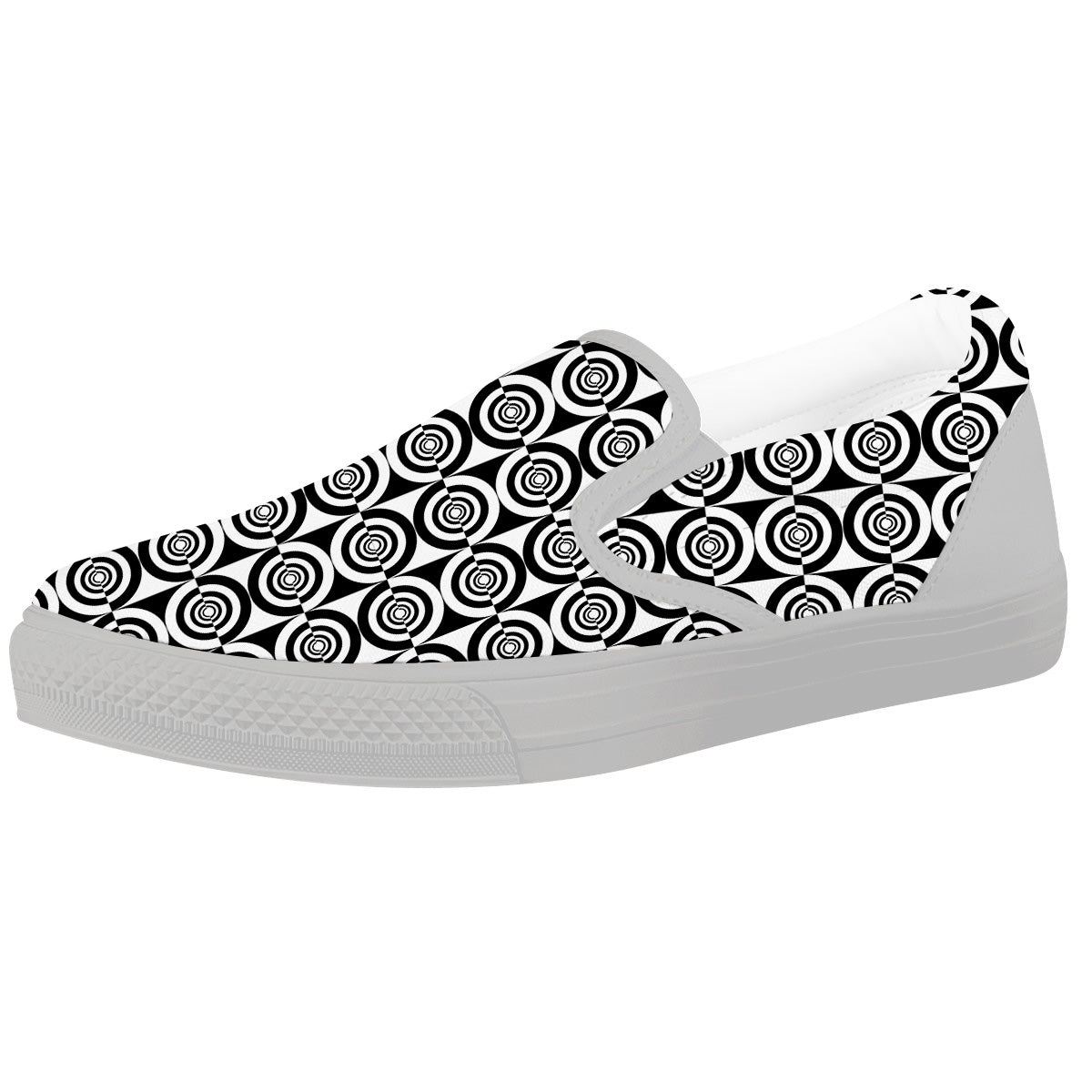 White And Black Target Board Print Pattern White Slip On Shoes-grizzshop