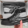 White And Black USA Flag Print Black High Top Shoes-grizzshop
