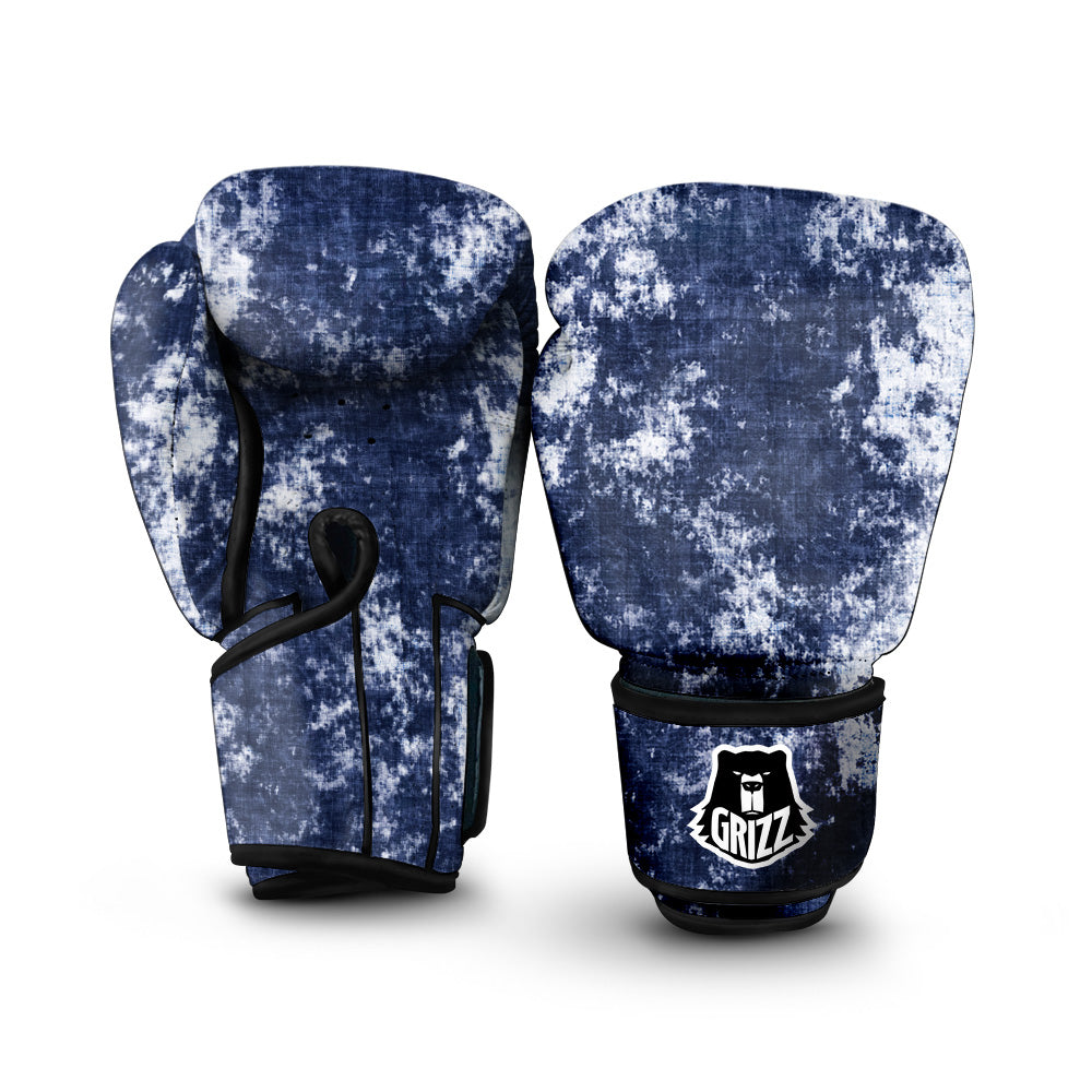 White And Blue Tie Dye Acid Wash Print Boxing Gloves-grizzshop